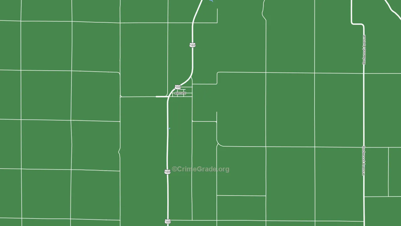 Arispe, IA Map of Vehicle Theft Rates