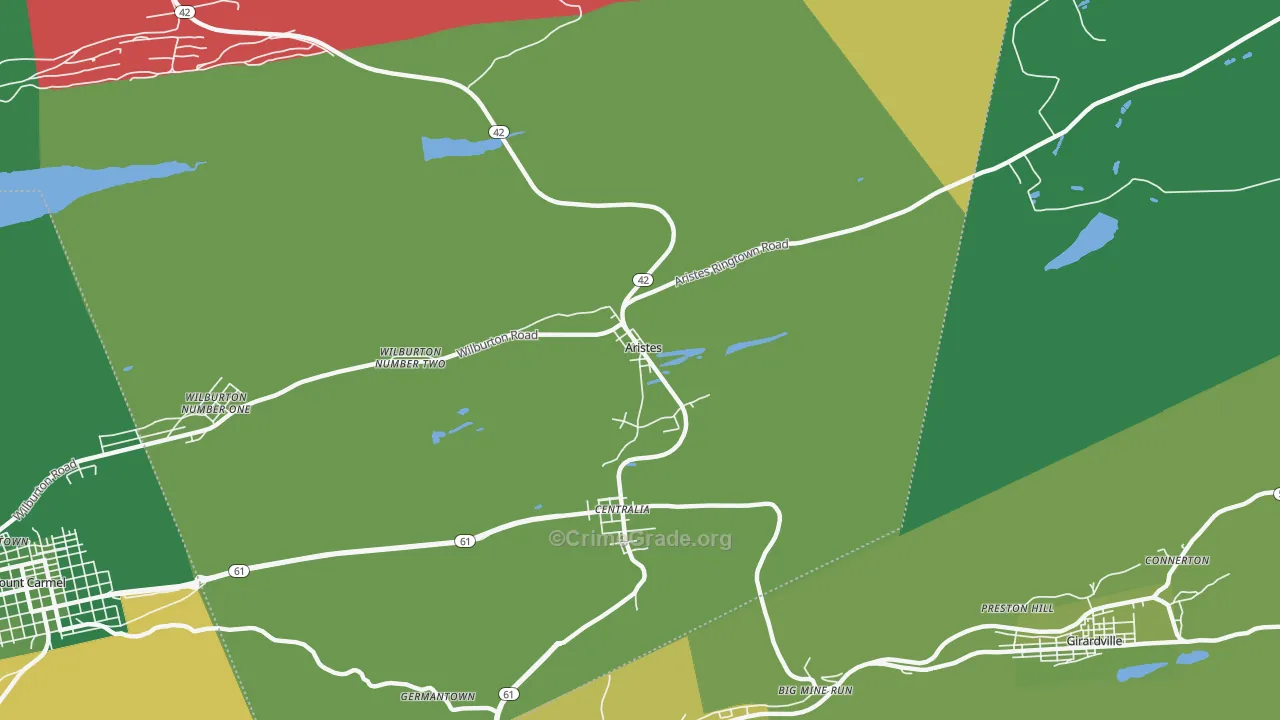 Aristes, PA Map of Vehicle Theft Rates