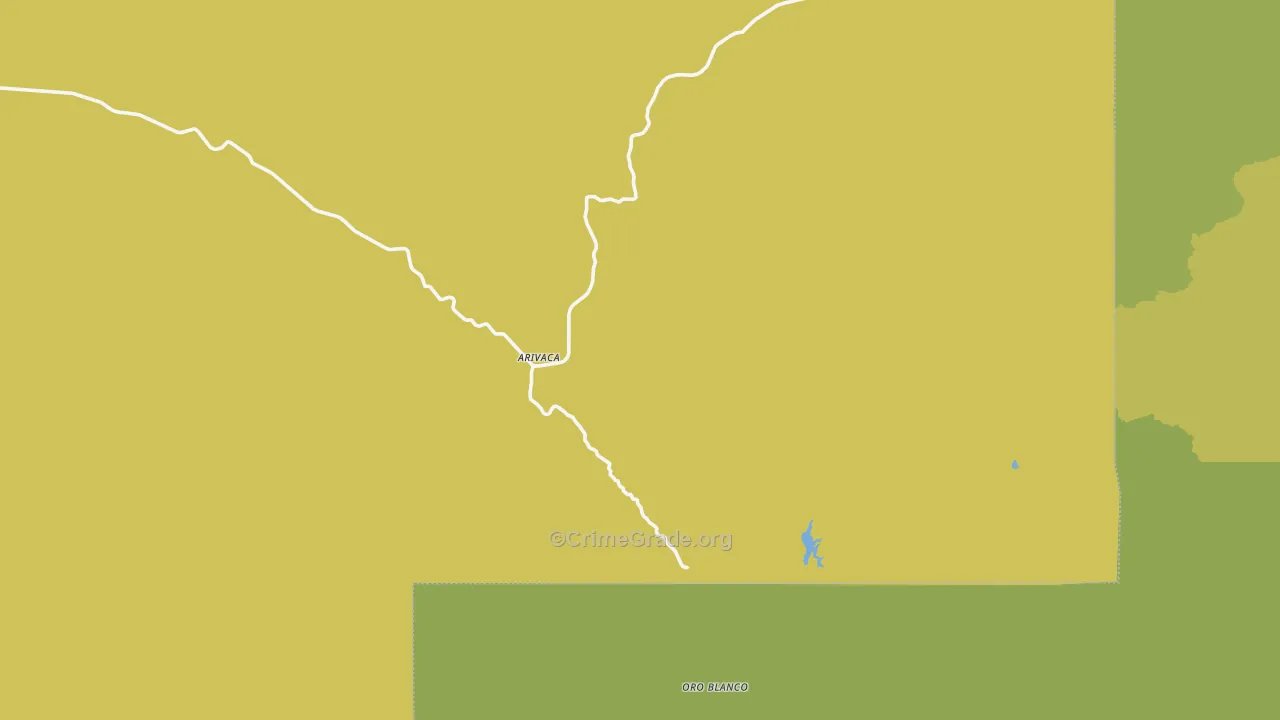 Arivaca, AZ Map of Vehicle Theft Rates