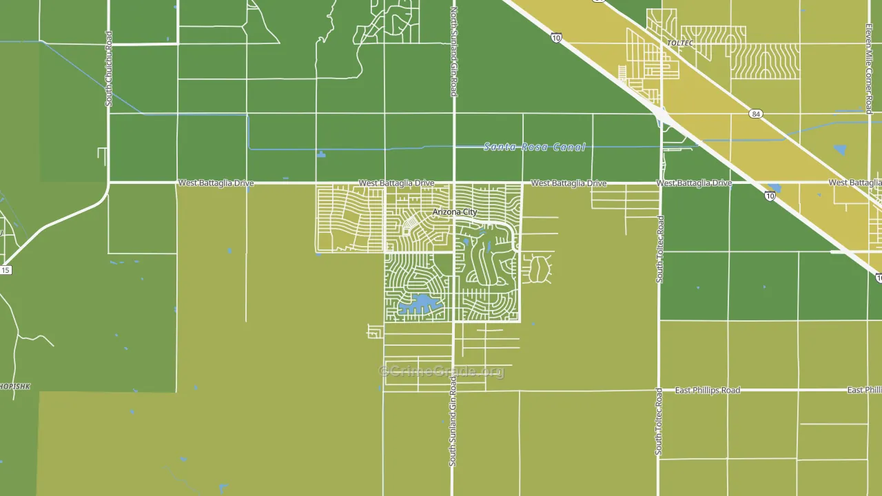 Arizona City, AZ Map of Vehicle Theft Rates