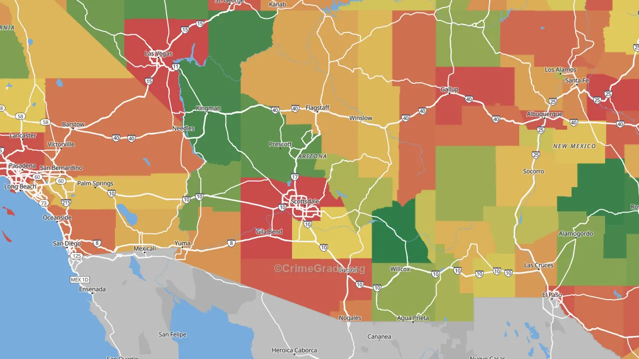 Arizona Map of Vehicle Theft Rates