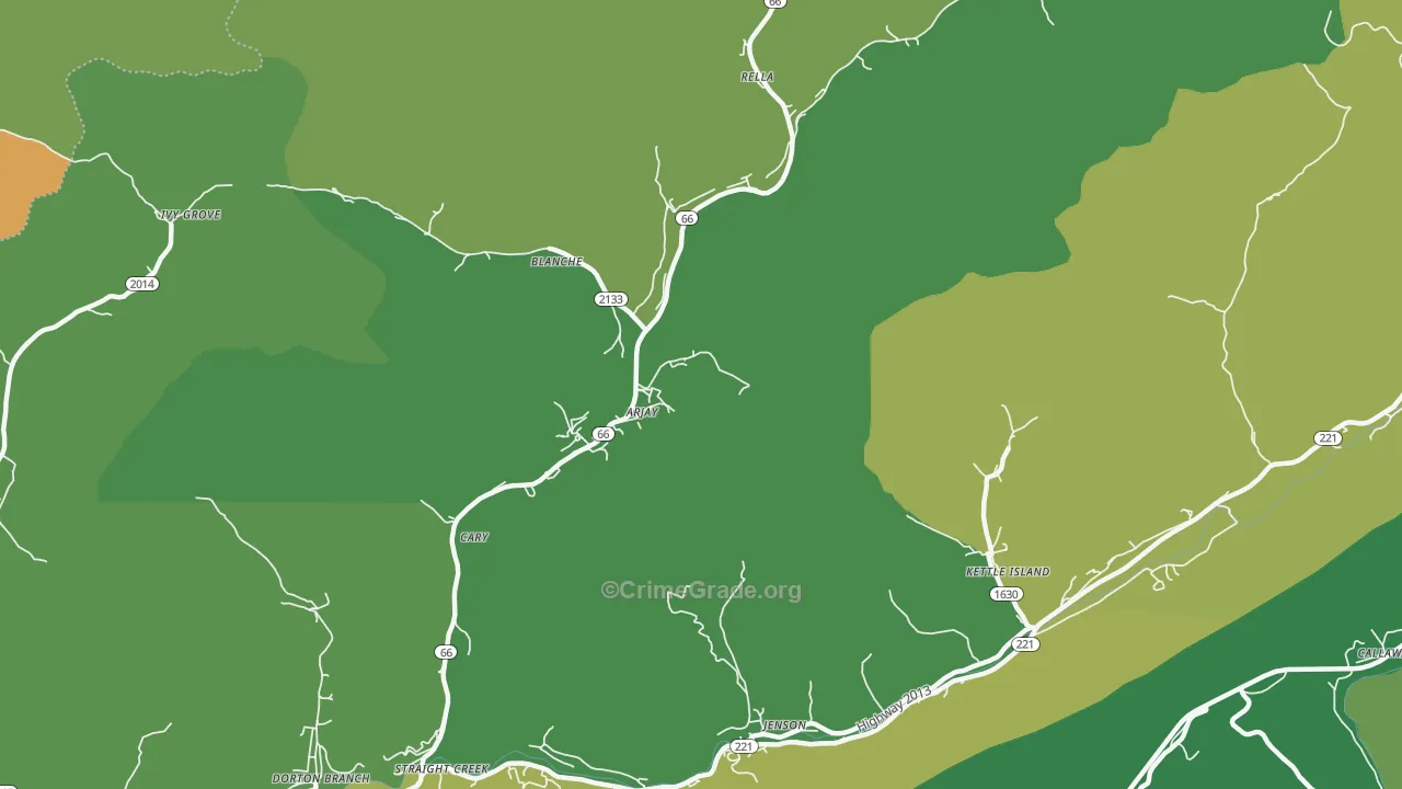 Arjay, KY Map of Vehicle Theft Rates