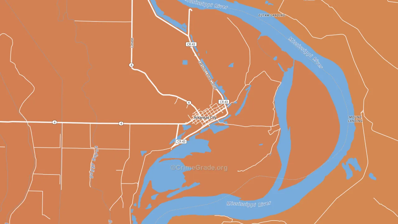 Arkansas City, AR Map of Vehicle Theft Rates
