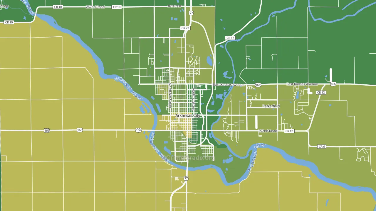 Arkansas City, KS Map of Vehicle Theft Rates