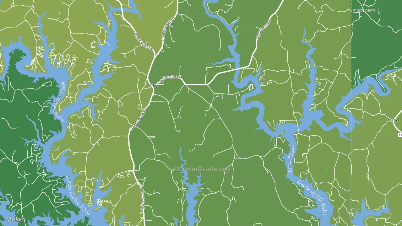 Arley, AL Map of Vehicle Theft Rates