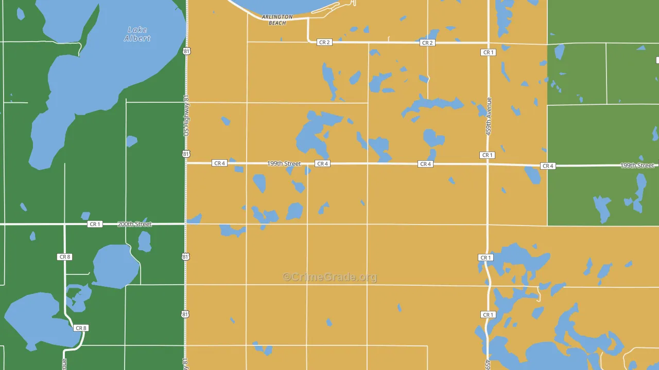 Arlington Beach, SD Map of Vehicle Theft Rates