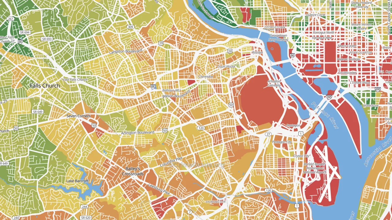 Arlington County, VA Map of Vehicle Theft Rates