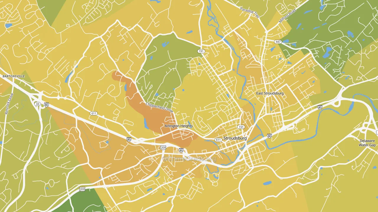 Arlington Heights, PA Map of Vehicle Theft Rates