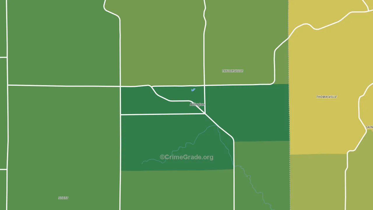 Arlington, IA Map of Vehicle Theft Rates