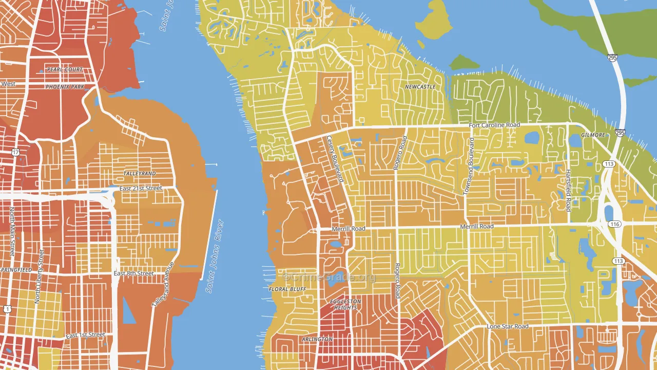 Arlington Manor, Jacksonville, FL Map of Vehicle Theft Rates