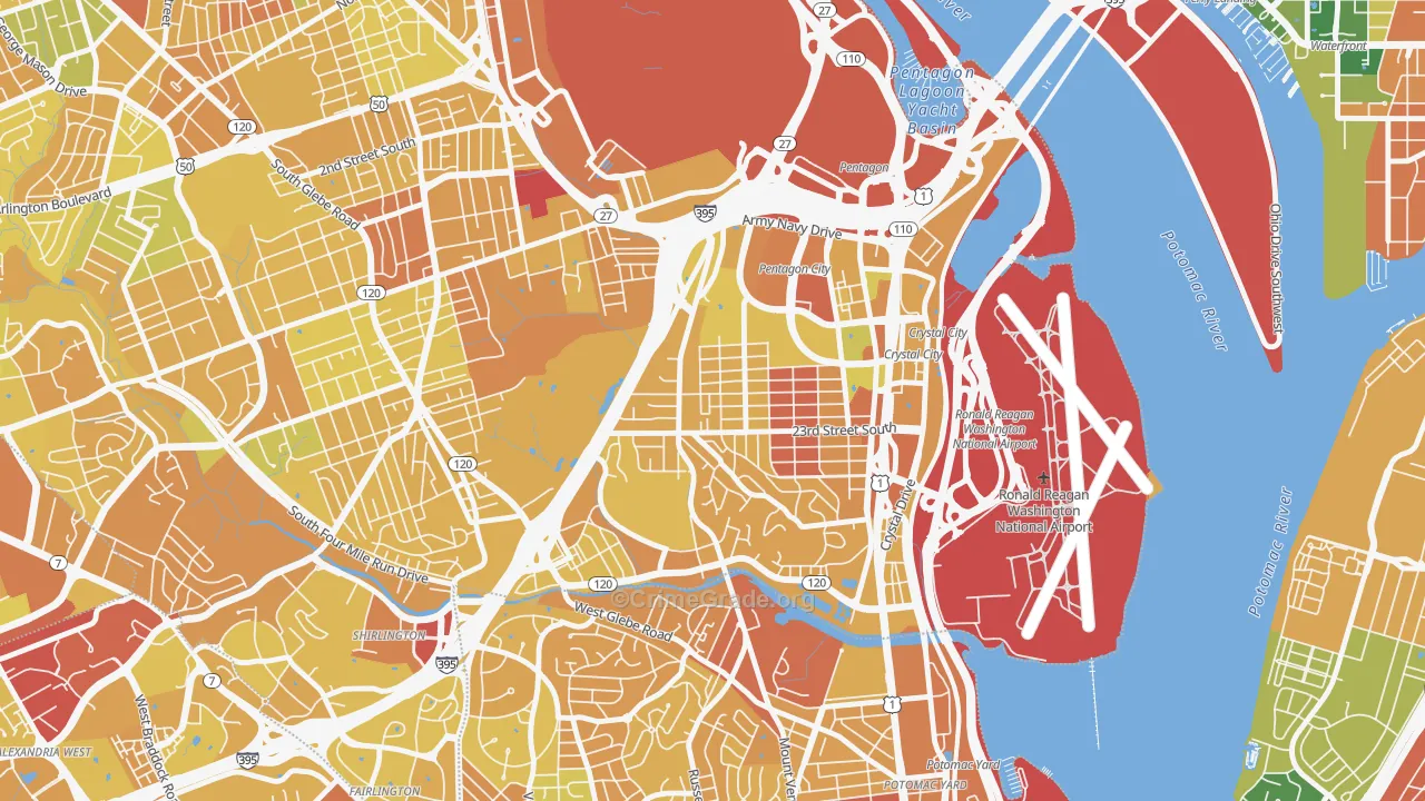 Arlington Ridge, Arlington, VA Map of Vehicle Theft Rates