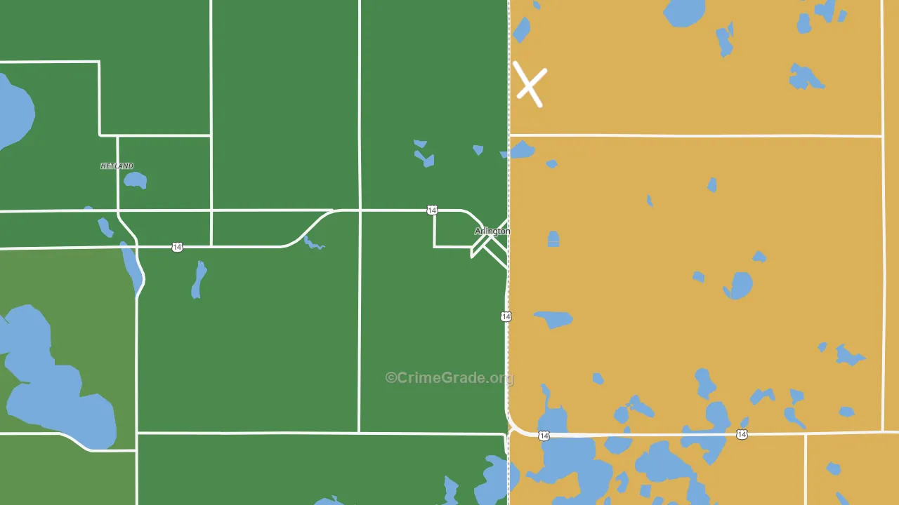 Arlington, SD Map of Vehicle Theft Rates