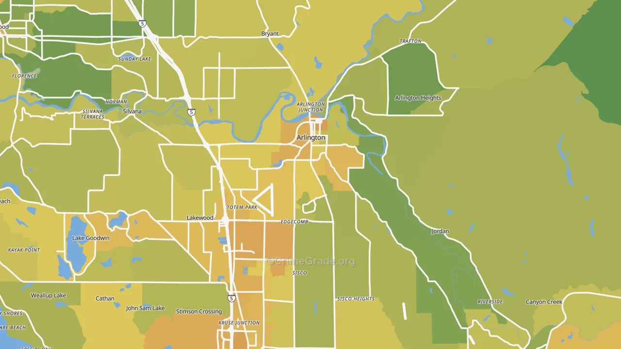 Arlington, WA Map of Vehicle Theft Rates