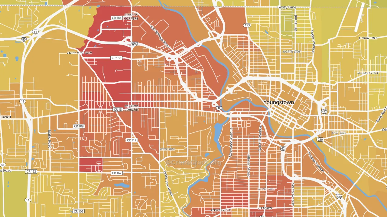 Arlington, Youngstown, OH Map of Vehicle Theft Rates