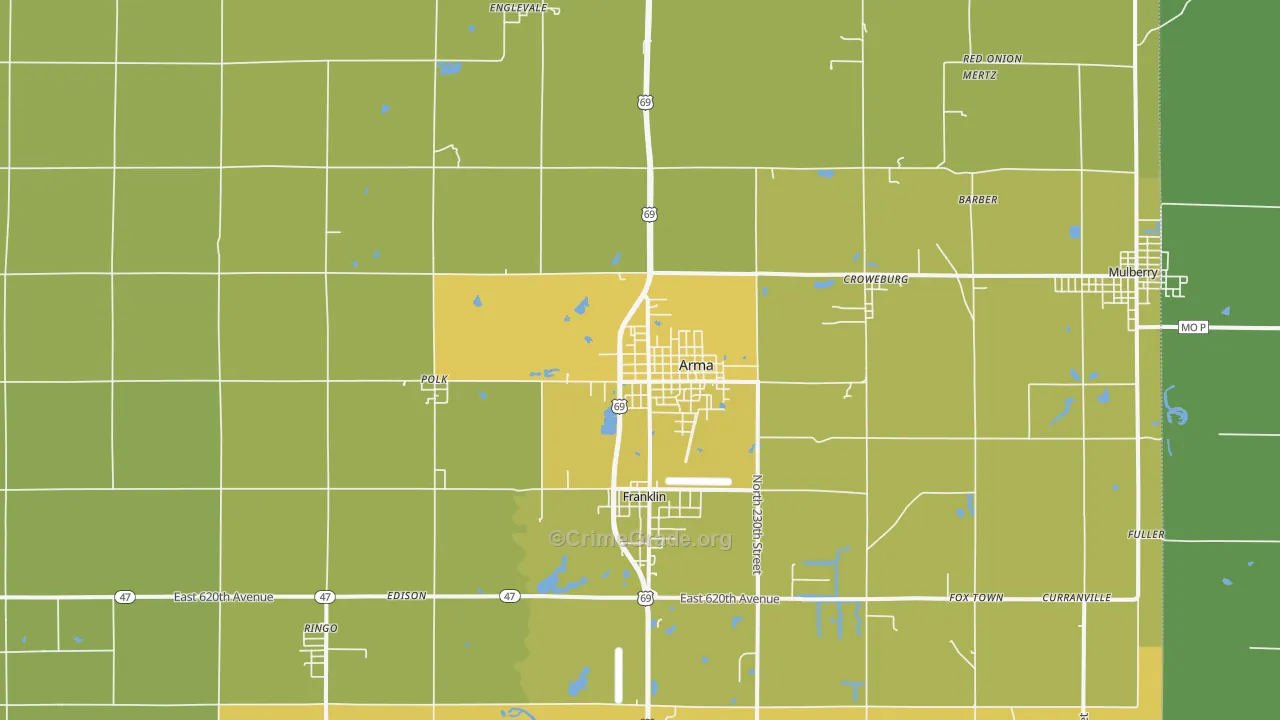 Arma, KS Map of Vehicle Theft Rates
