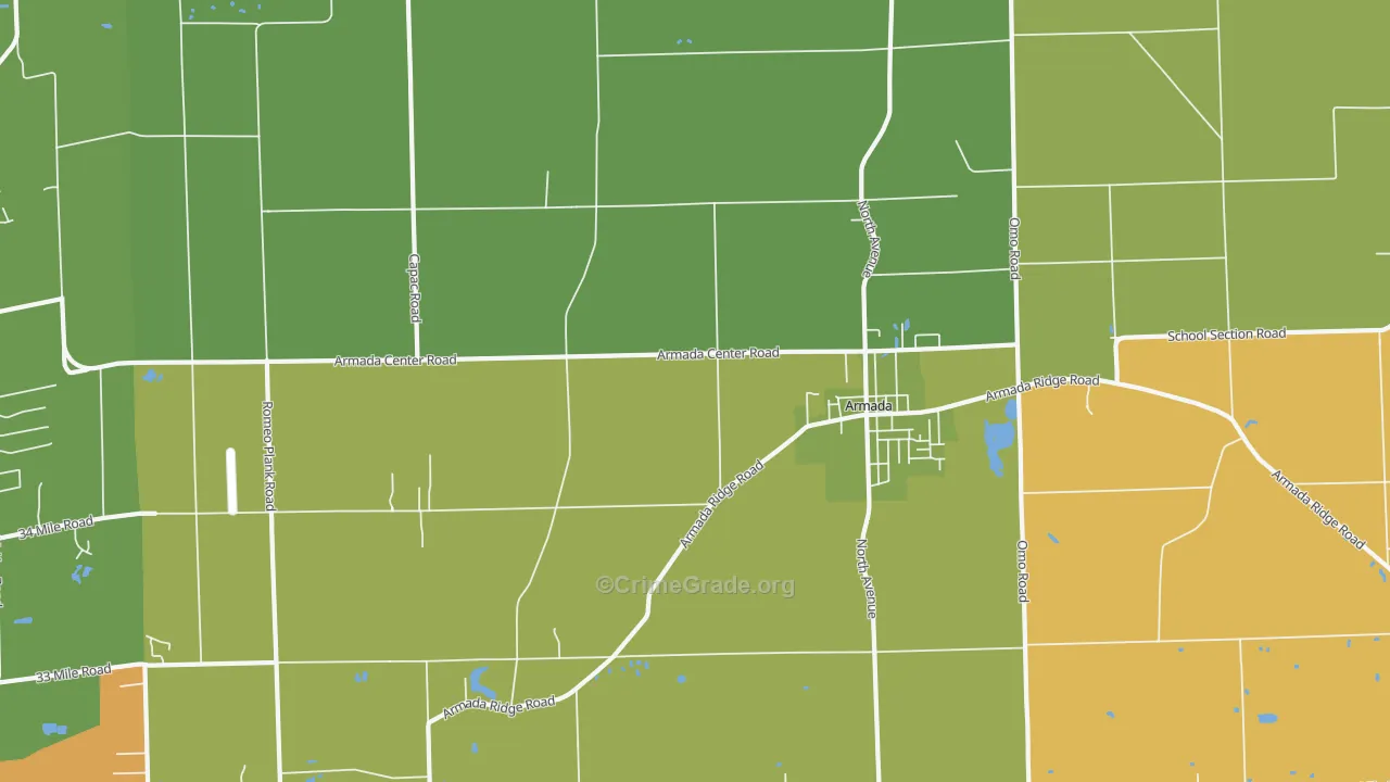 Armada, MI Map of Vehicle Theft Rates