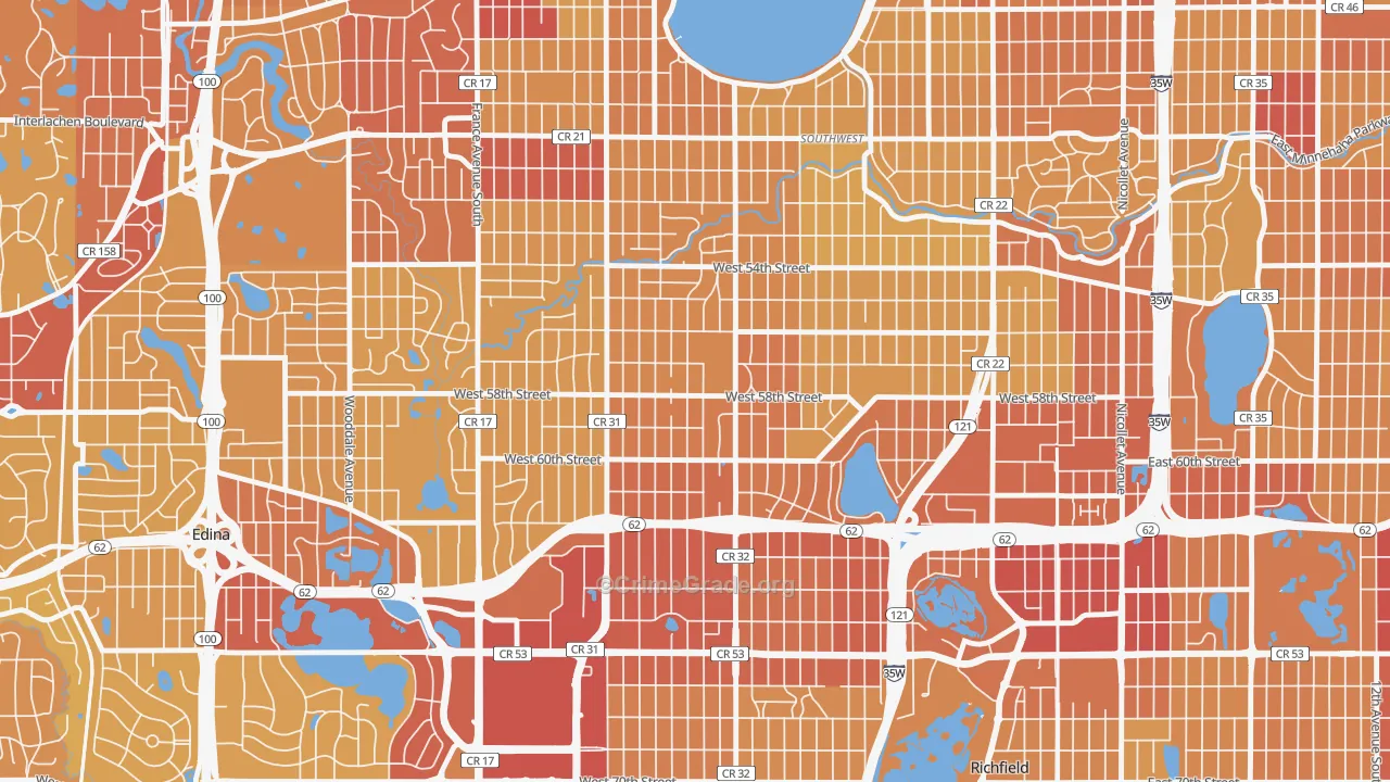 Armatage, Minneapolis, MN Map of Vehicle Theft Rates