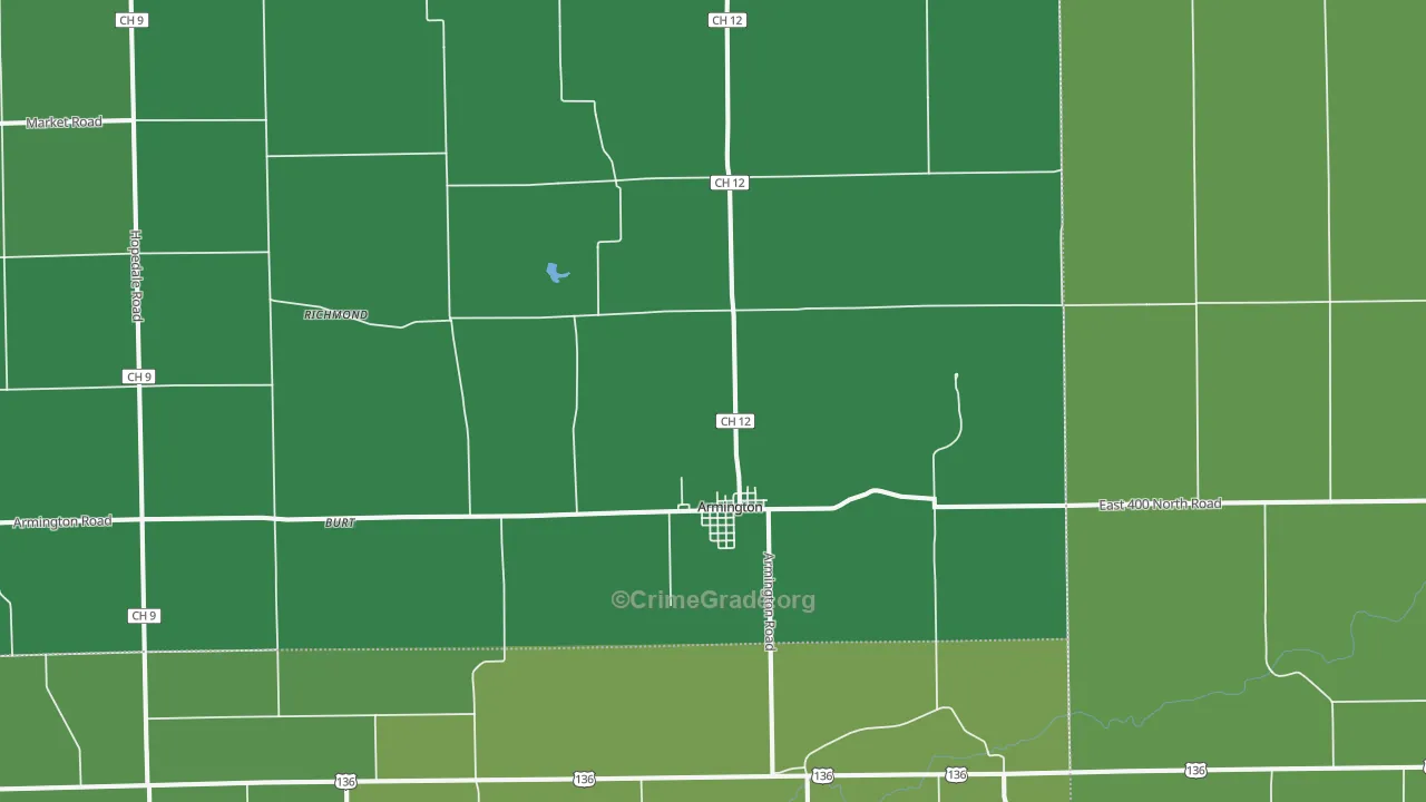 Armington, IL Map of Vehicle Theft Rates