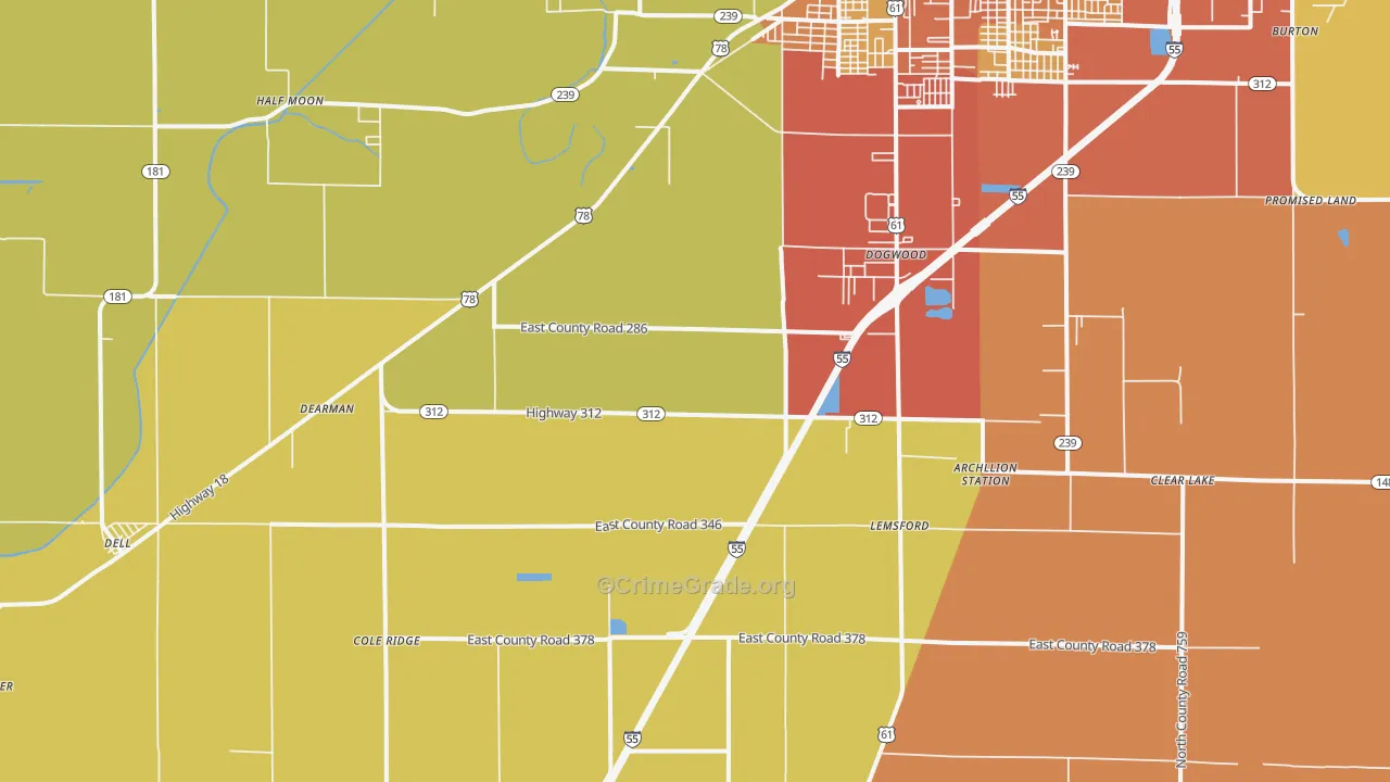 Armorel, AR Map of Vehicle Theft Rates