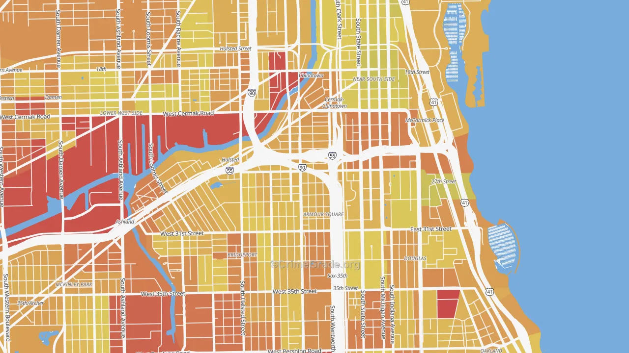 Armour Square, Chicago, IL Map of Vehicle Theft Rates