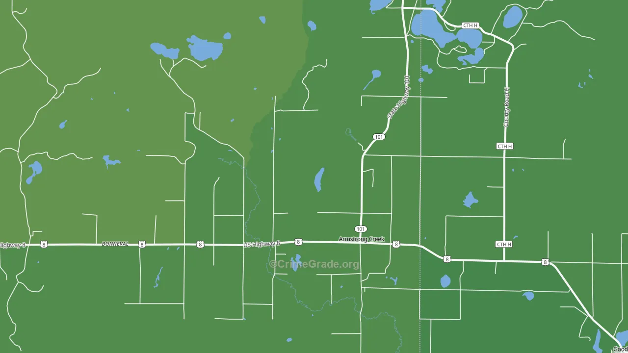 Armstrong Creek, WI Map of Vehicle Theft Rates
