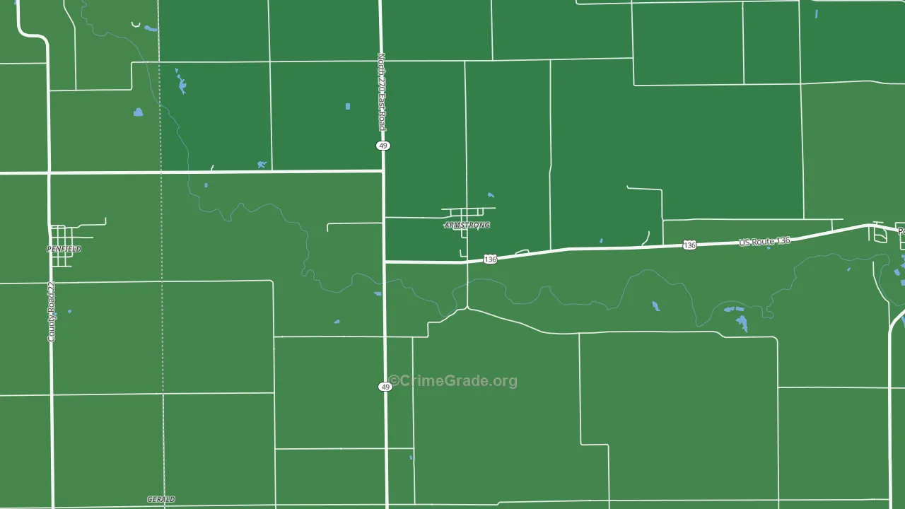 Armstrong, IL Map of Vehicle Theft Rates