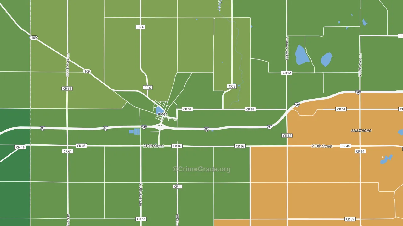 Armstrong, MN Map of Vehicle Theft Rates
