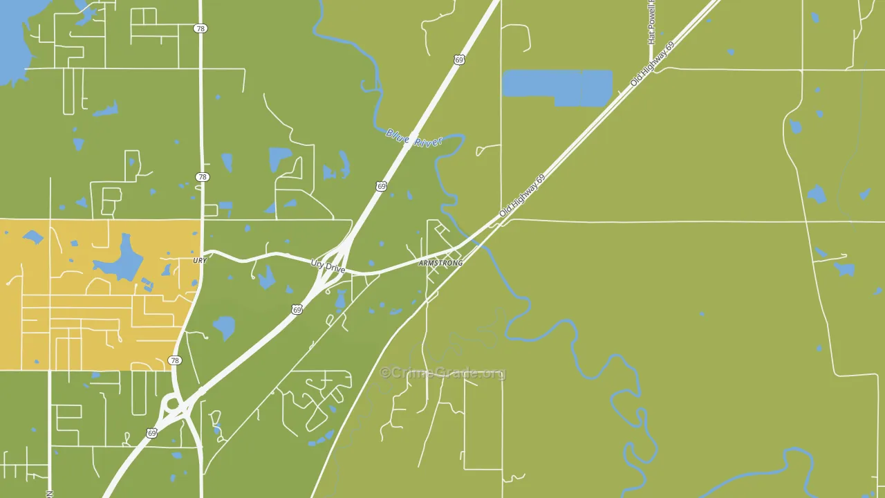 Armstrong, OK Map of Vehicle Theft Rates