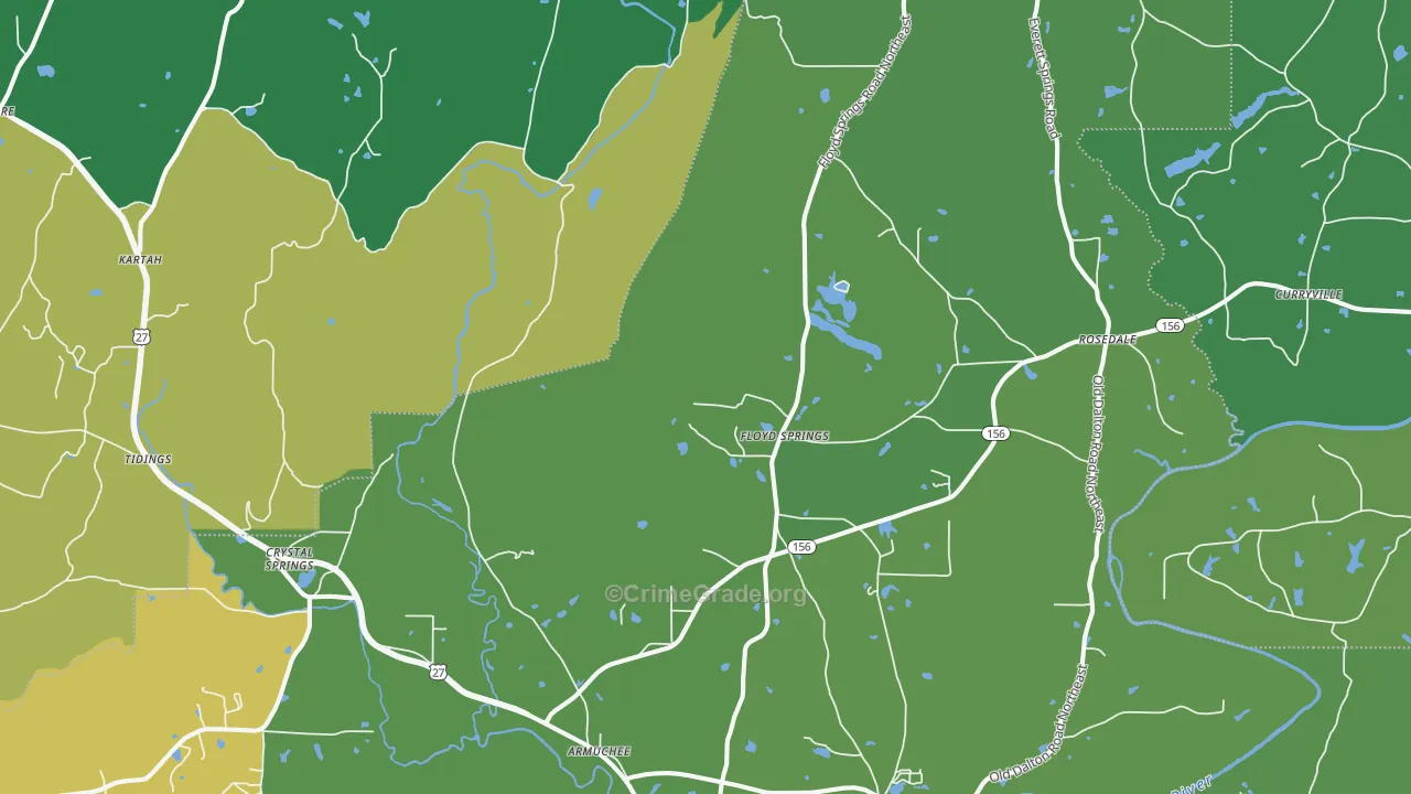 Armuchee, GA Map of Vehicle Theft Rates