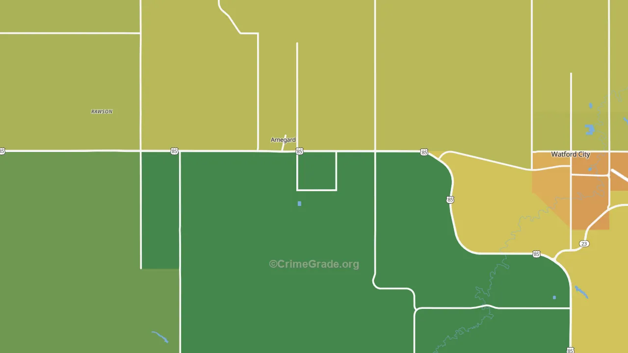 Arnegard, ND Map of Vehicle Theft Rates