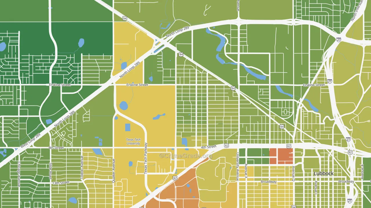 Arnett Benson, Lubbock, TX Map of Vehicle Theft Rates
