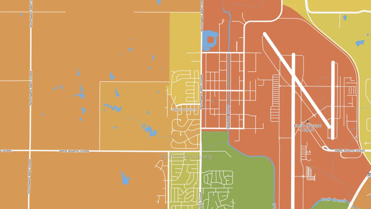 Arnold Heights, Lincoln, NE Map of Vehicle Theft Rates