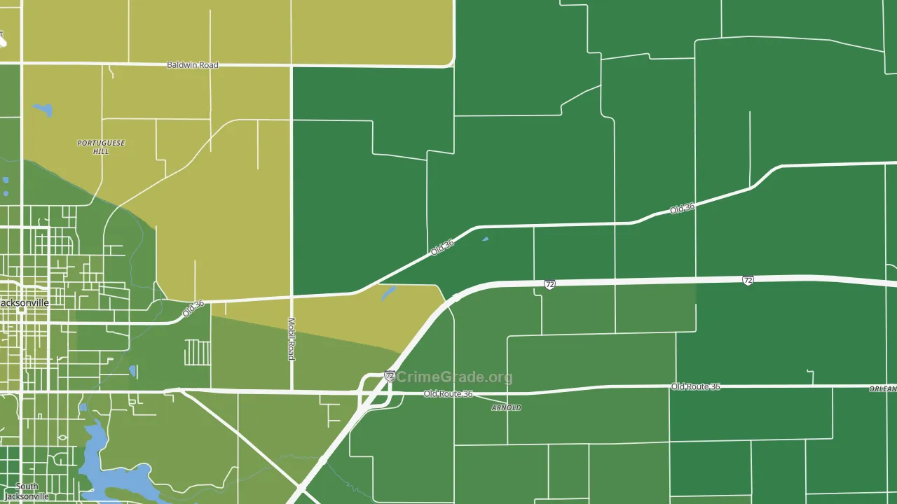 Arnold, IL Map of Vehicle Theft Rates