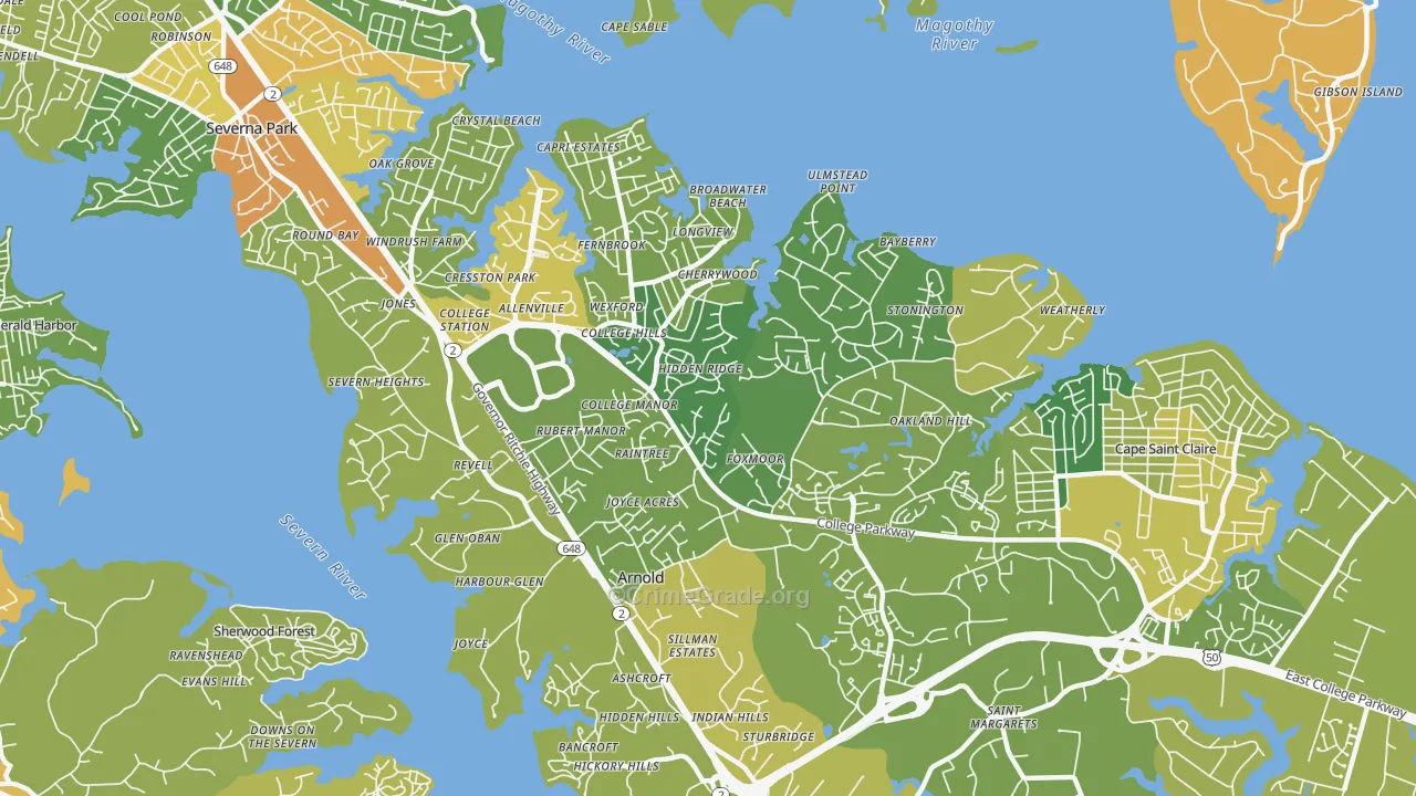 Arnold, MD Map of Vehicle Theft Rates