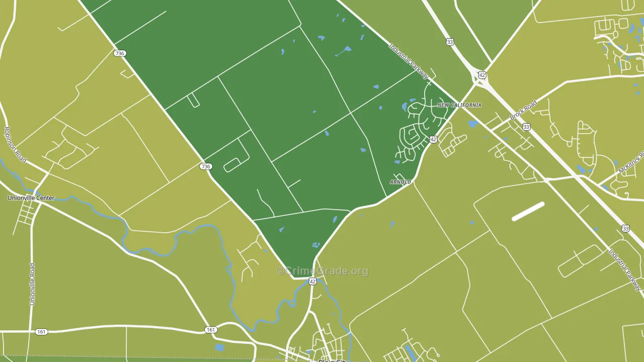 Arnold, OH Map of Vehicle Theft Rates