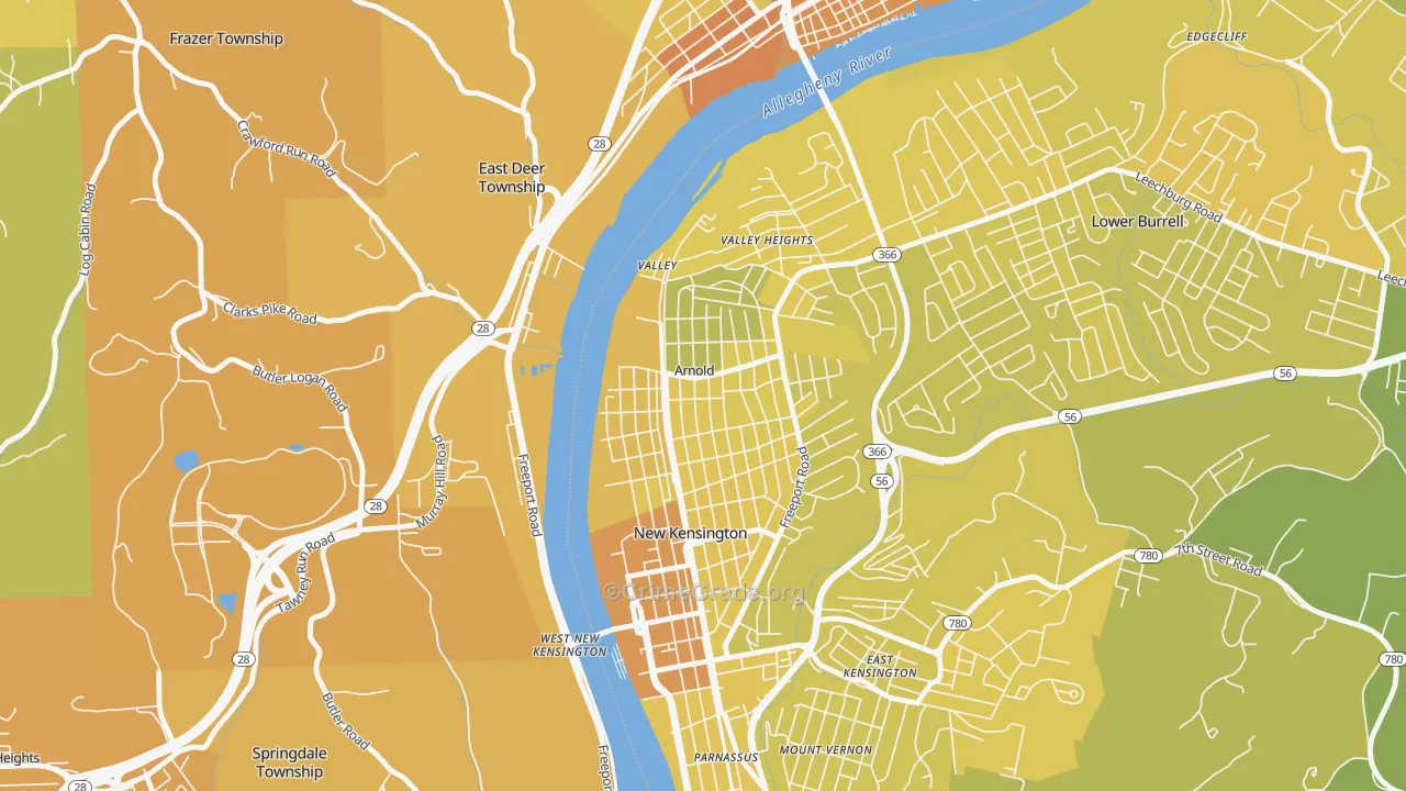 Arnold, PA Map of Vehicle Theft Rates