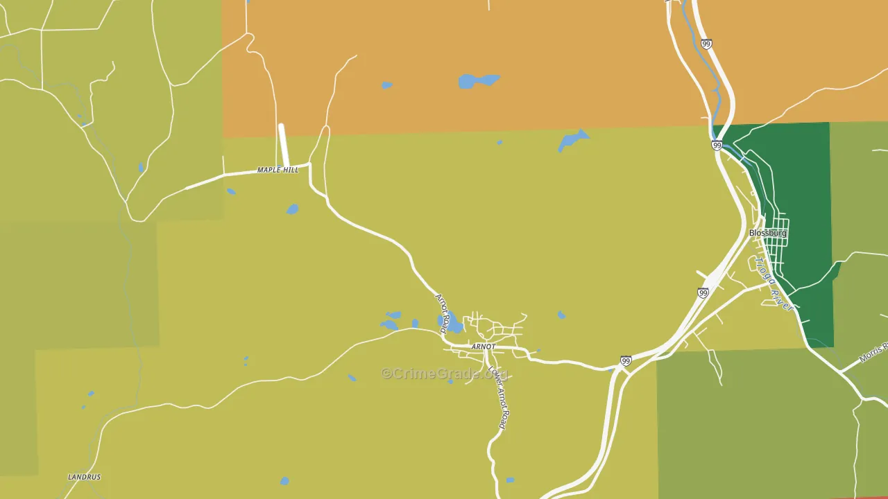 Arnot, PA Map of Vehicle Theft Rates