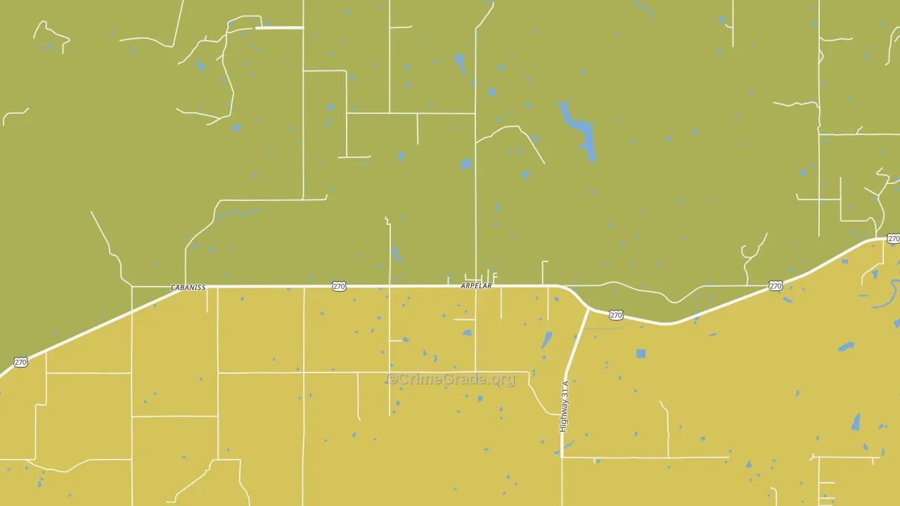 Arpelar, OK Map of Vehicle Theft Rates