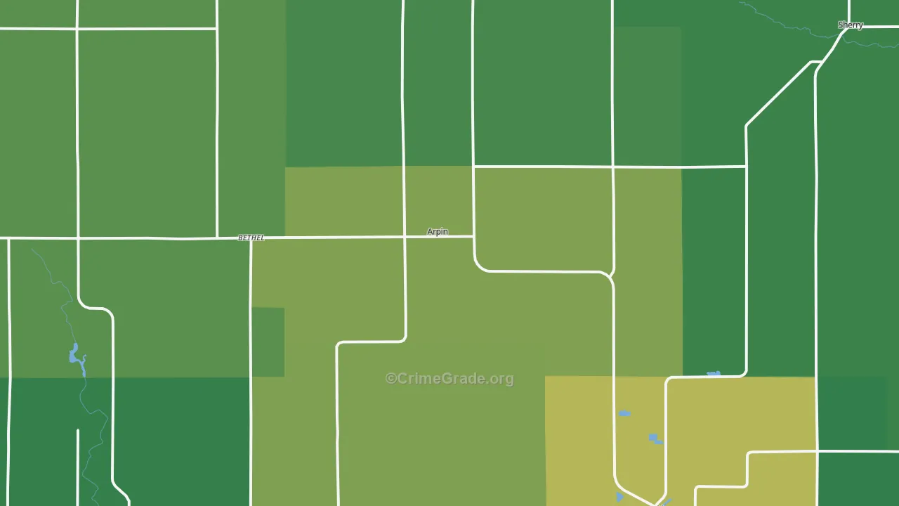 Arpin, WI Map of Vehicle Theft Rates