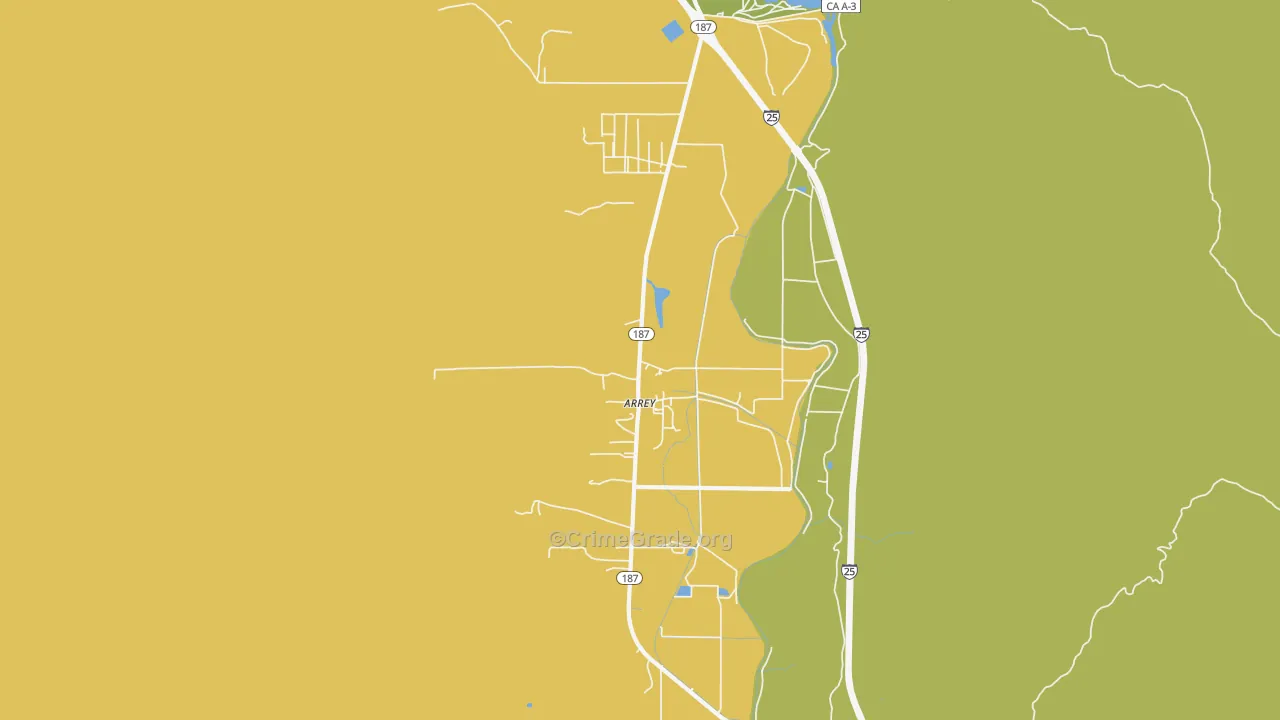 Arrey, NM Map of Vehicle Theft Rates