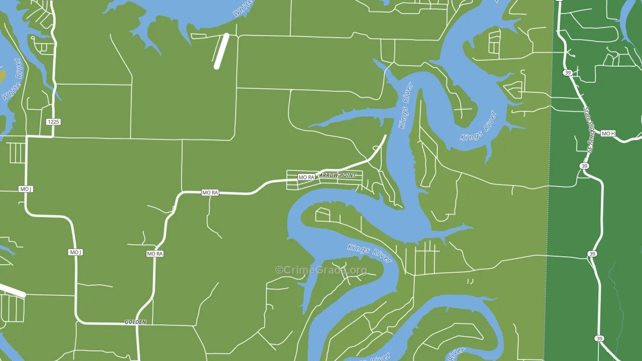 Arrow Point, MO Map of Vehicle Theft Rates