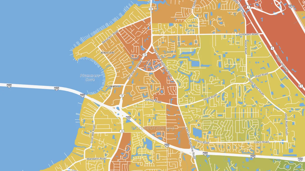 Arrowhead, Jacksonville, FL Map of Vehicle Theft Rates