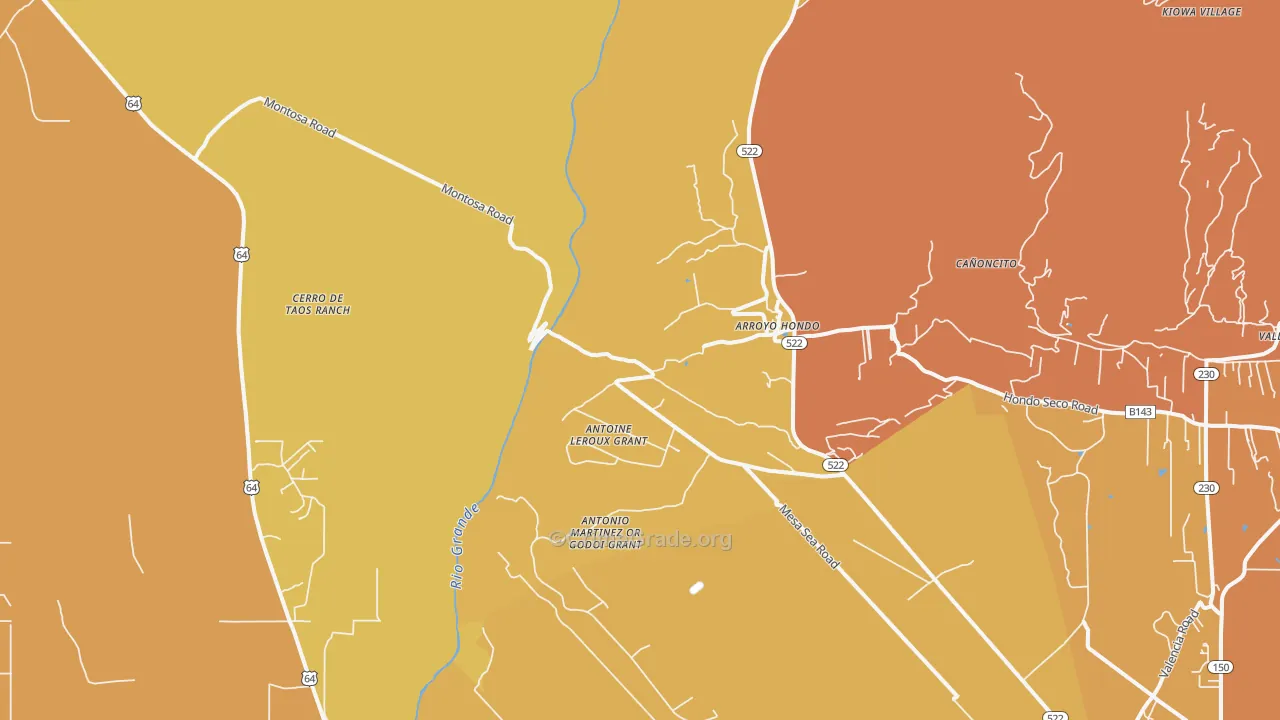 Arroyo Hondo, NM Map of Vehicle Theft Rates