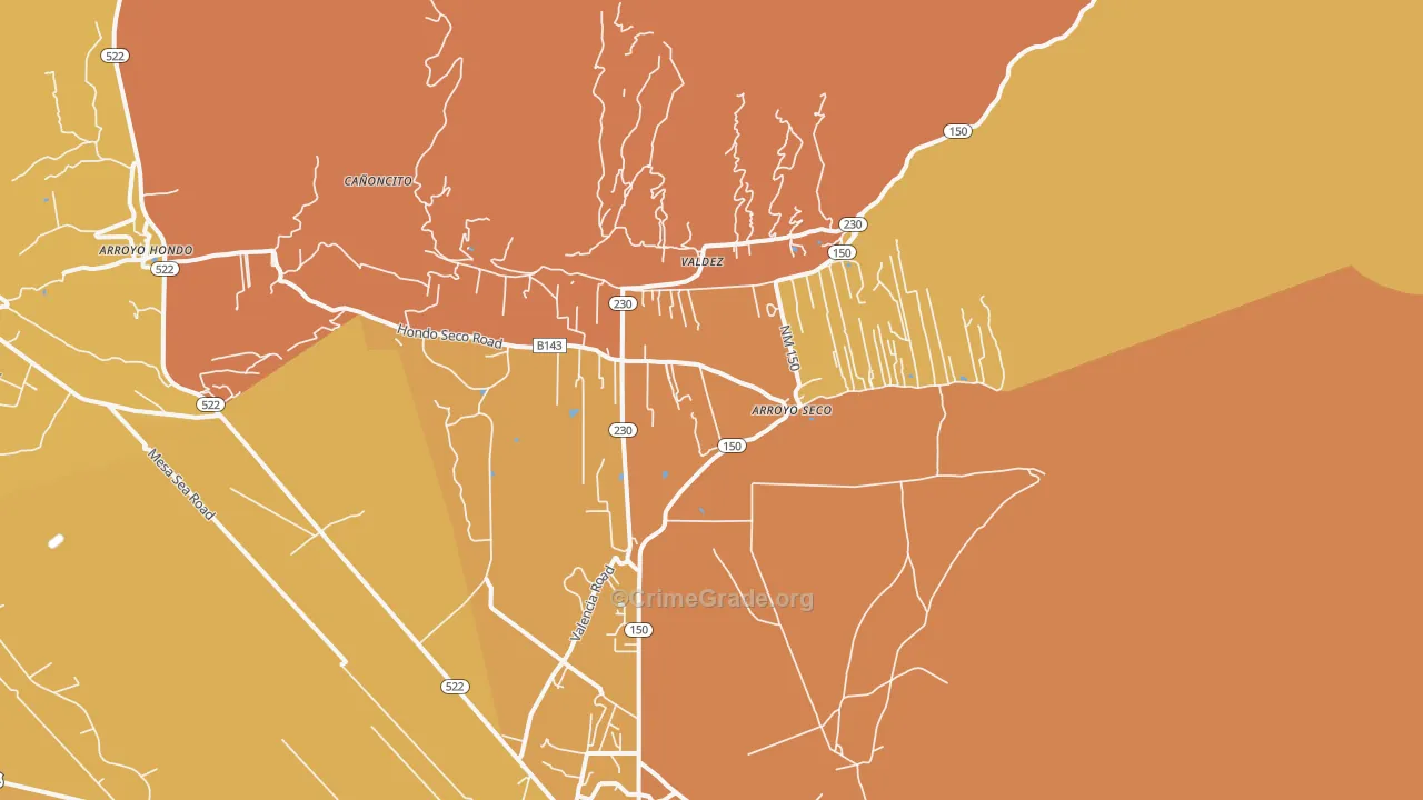 Arroyo Seco, NM Map of Vehicle Theft Rates