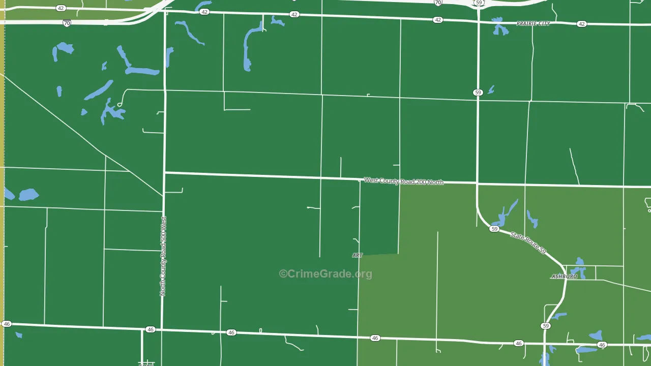 Art, IN Map of Vehicle Theft Rates