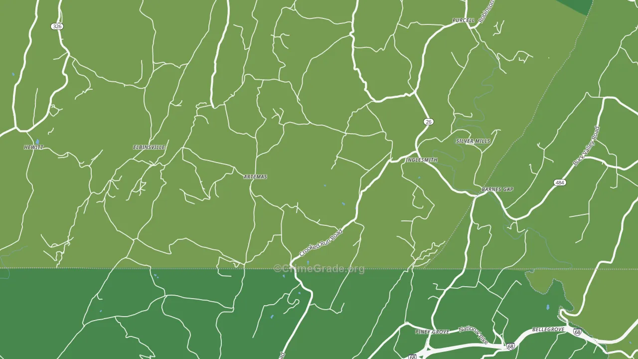 Artemas, PA Map of Vehicle Theft Rates