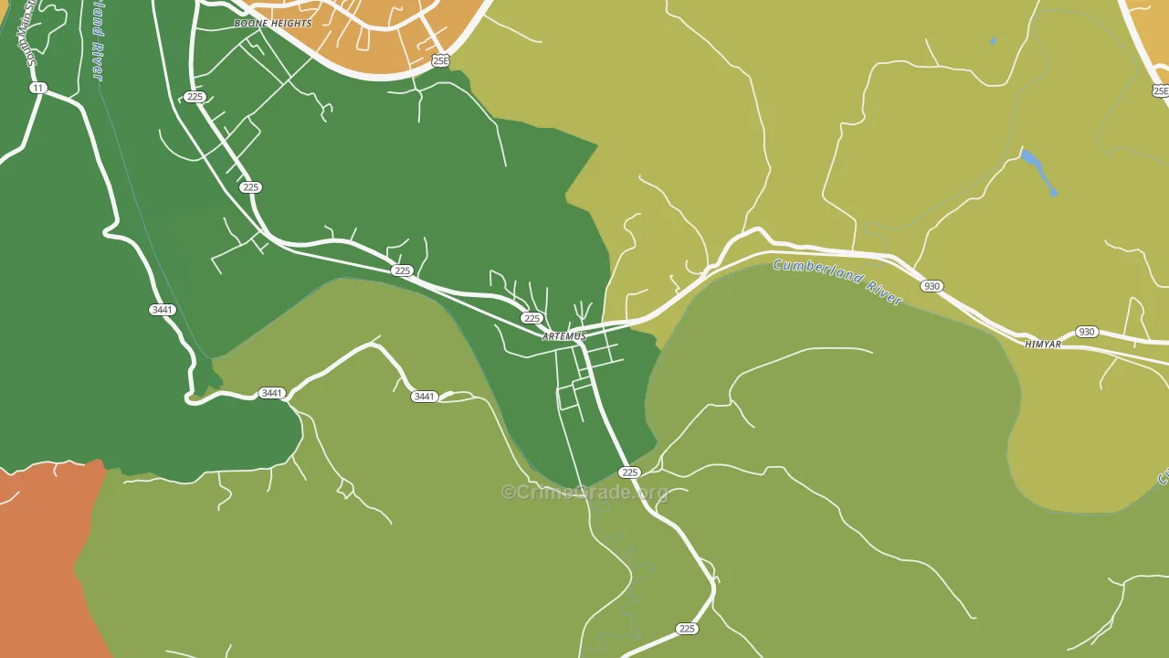 Artemus, KY Map of Vehicle Theft Rates