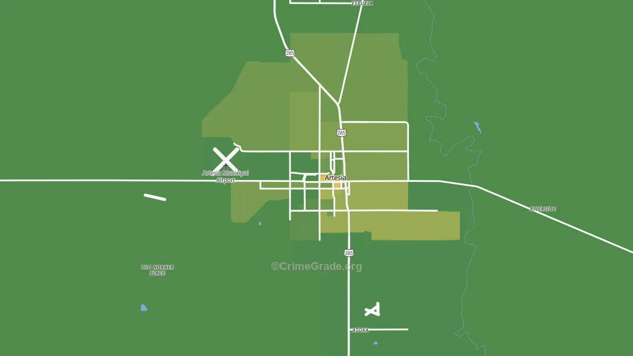 Artesia, NM Map of Vehicle Theft Rates