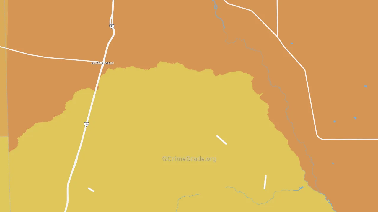 Artesia Wells, TX Map of Vehicle Theft Rates