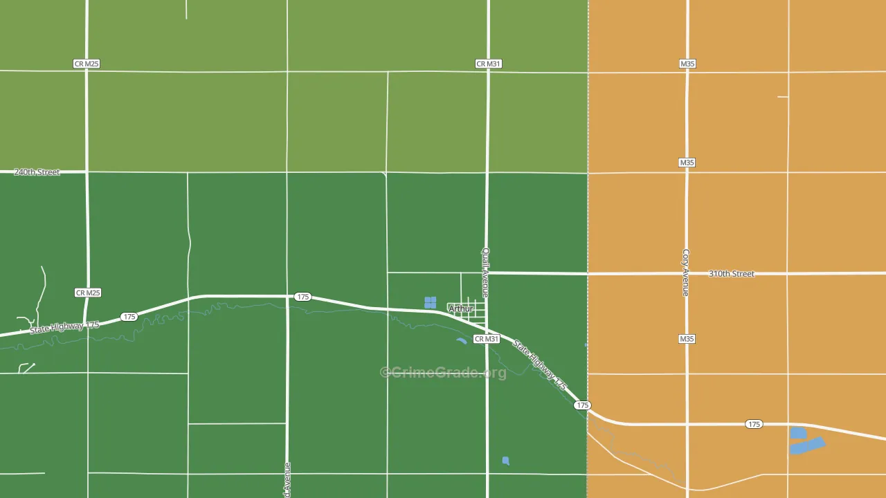 Arthur, IA Map of Vehicle Theft Rates